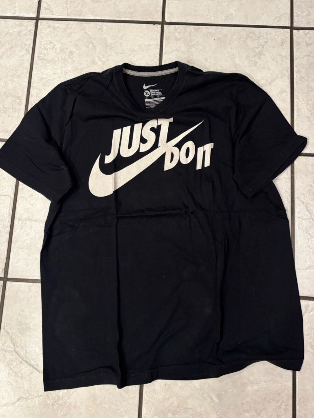 Nike Kids Black Tee with White 'Just Do It' Swoosh